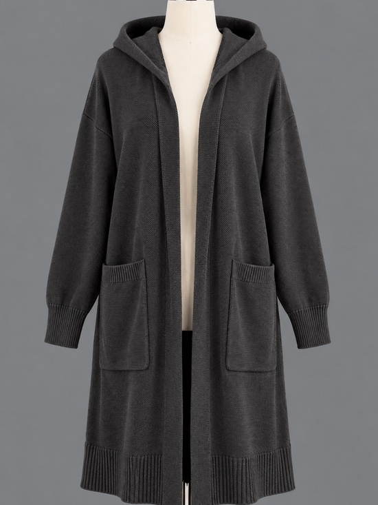 Merokeety Sweaters - MEROKEETY Black Hooded Open Front Long Cardigan Sweater Women’s Size M NWT